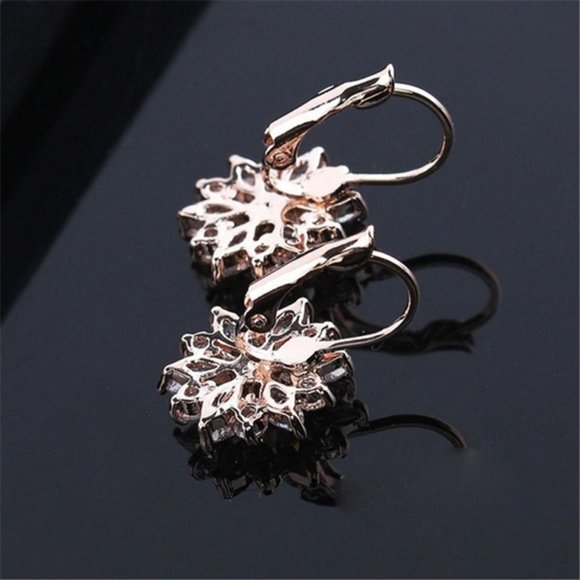 NEW Rose Gold Marquis Diamond Flower Earrings - Picture 6 of 7